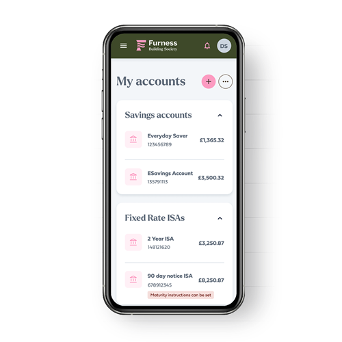 My accounts screen - Furness Savings App